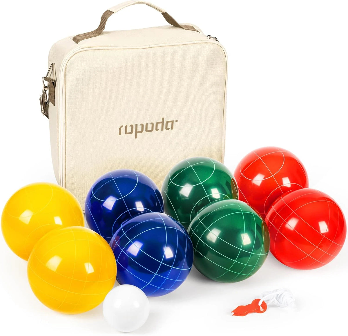 Regulation 107mm Bocce Ball Set with 8 Resin Balls & Carrying Bag for 2-8 Player