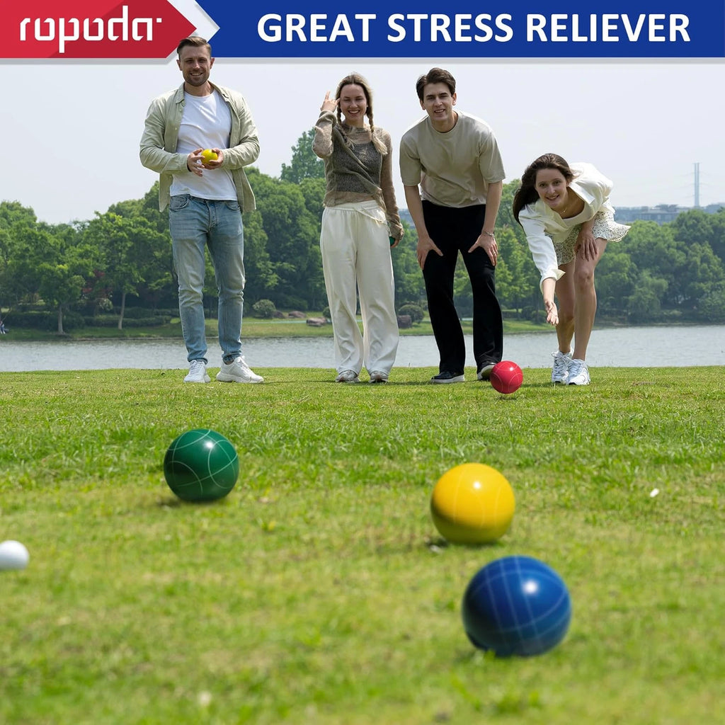 Regulation 107mm Bocce Ball Set with 8 Resin Balls & Carrying Bag for 2-8 Player