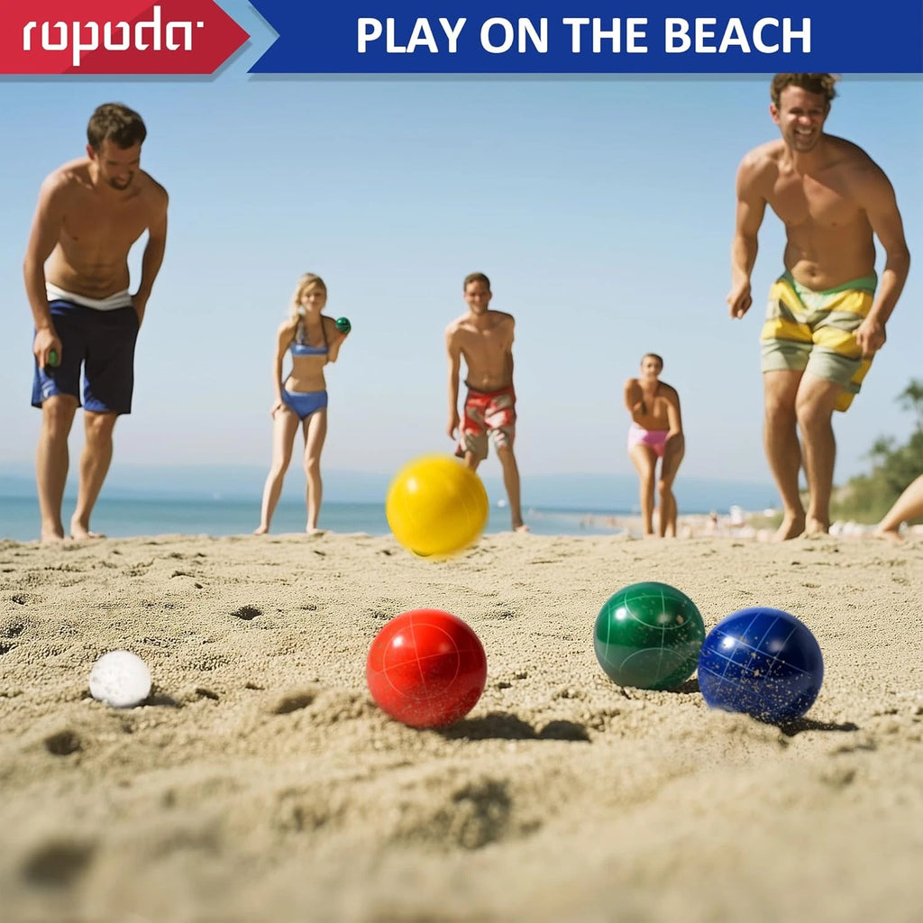 Regulation 107mm Bocce Ball Set with 8 Resin Balls & Carrying Bag for 2-8 Player