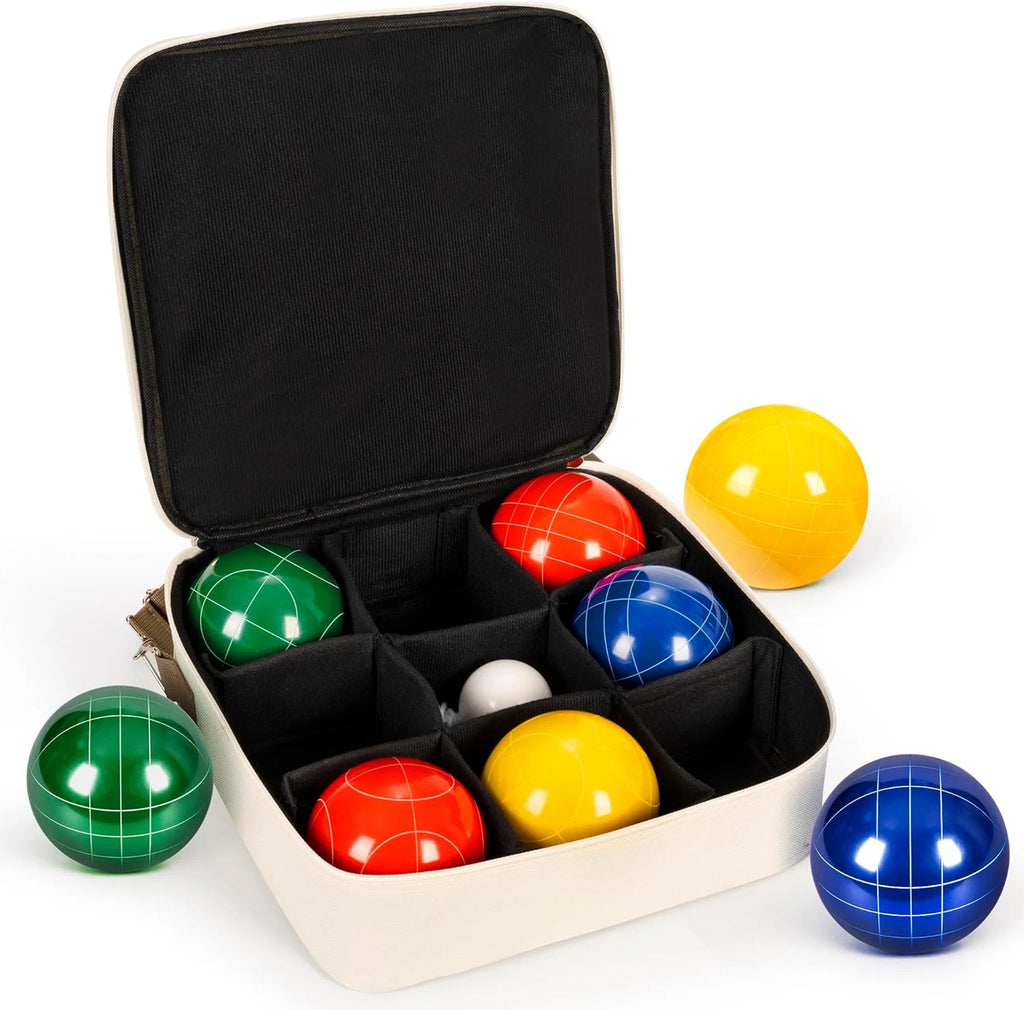 Regulation 107mm Bocce Ball Set with 8 Resin Balls & Carrying Bag for 2-8 Player