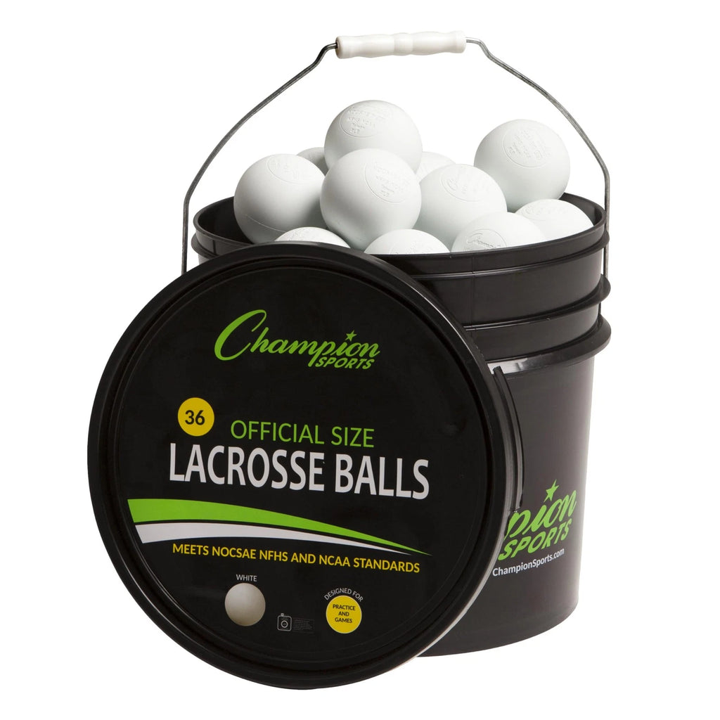 Champion Sports Lacrosse Balls and Bucket – 36 Official Game Balls, NCAA/NFHS