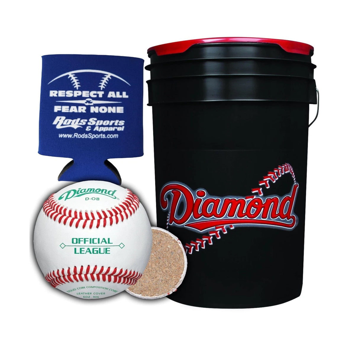 Diamond Sports D-OB DOB Baseballs in 6-Gallon Ball Black Cushion Lid Bucket 3...
